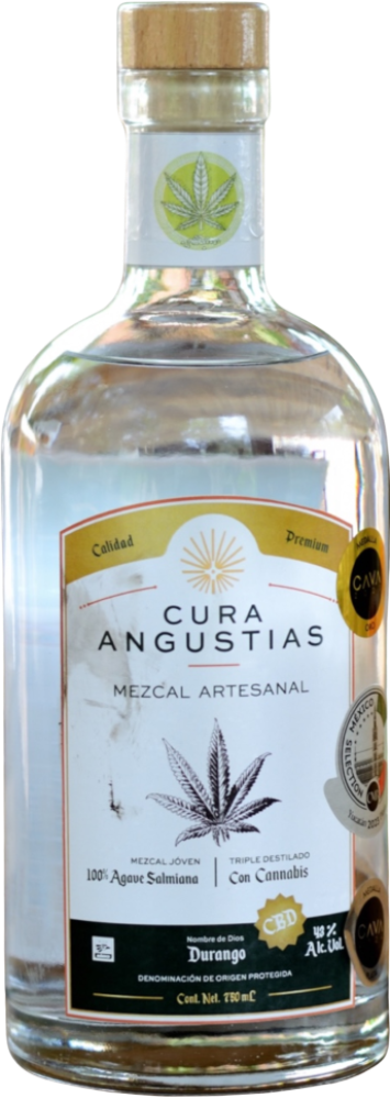 Mezcal Cura Angustias Triple destilado con cannabis